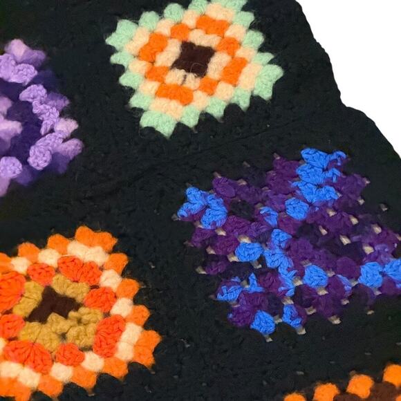 Granny Square Afghan Blanket Colorful Hippie Gypsy Couch Throw 66 x 46" - Picture 3 of 7